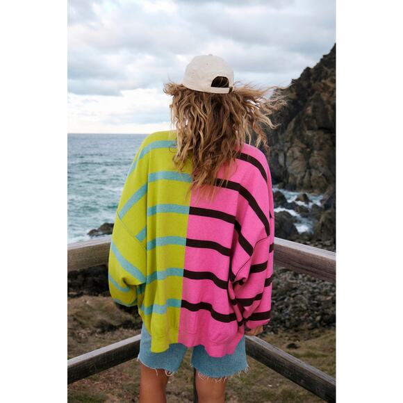 Free People Uptown Striped Pullover Sweater Top - Picture 4 of 7